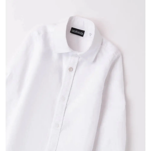 Camicia da bambino Sarabanda bianca con colletto classico e bottoni davanti