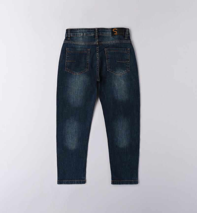Jeans ragazzo Sarabanda in denim scuro con tasche posteriori e vestibilità comoda