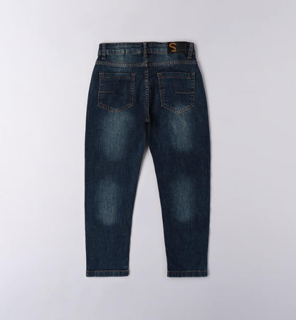 Jeans ragazzo Sarabanda in denim scuro con tasche posteriori e vestibilità comoda