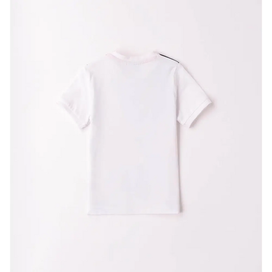 Maglietta da bambino colorata Sarabanda vista posteriore colore bianco semplice