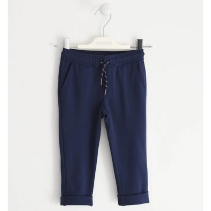 pantaloni bambino navy Sarabanda in felpa con coulisse tasche laterali e fondo risvoltato comodo per ogni giorno