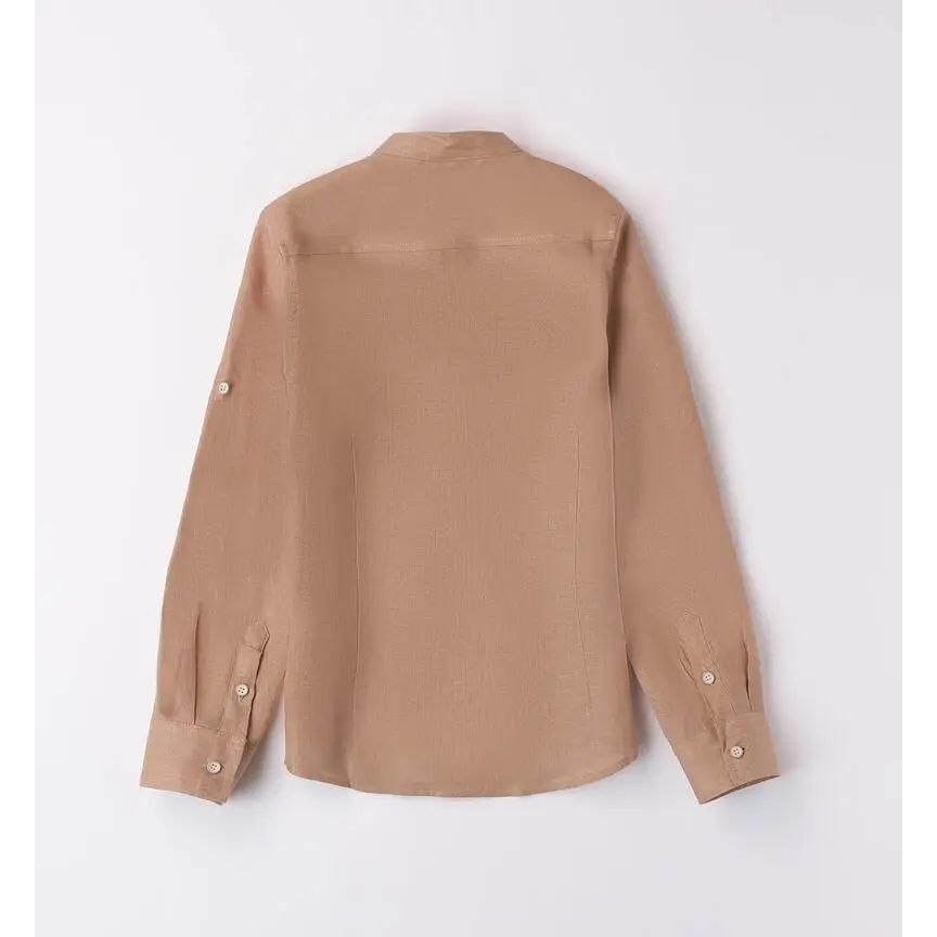 Sarabanda camicia coreana elegante ragazzo in beige vista retro maniche lunghe polsini con bottoni