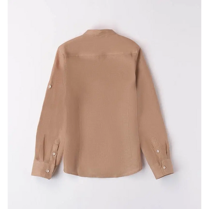 Sarabanda camicia coreana elegante ragazzo in beige vista retro maniche lunghe polsini con bottoni