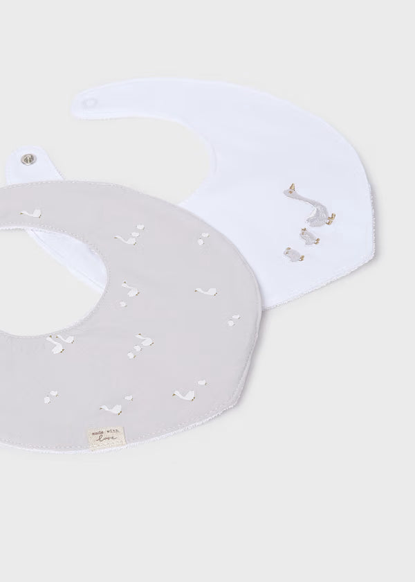 Set 2 Bavaglini Neonato Grigio Perla e Bianco Unisex - Mayoral