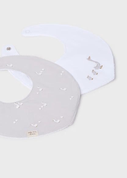 Set 2 Bavaglini Neonato Grigio Perla e Bianco Unisex - Mayoral