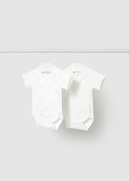 Set 2 Body Neonato Unisex Cotone Bianco e Grigio Chiaro - Mayoral
