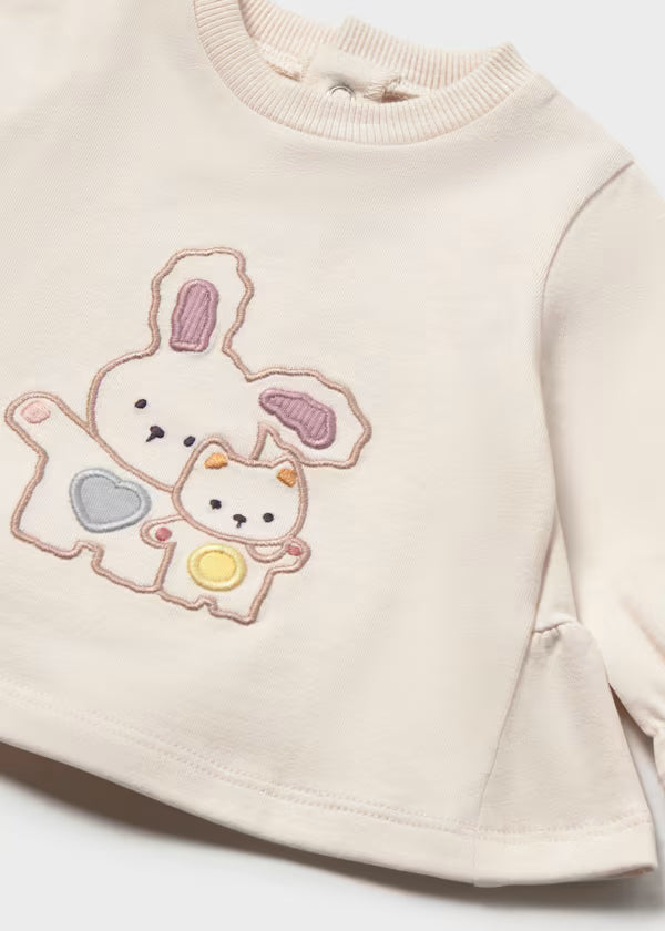 Completo 3 Pezzi Neonata con Cardigan Multicolore e Pantaloni in Velluto Viola