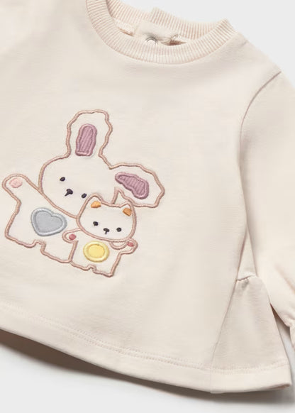 Completo 3 Pezzi Neonata con Cardigan Multicolore e Pantaloni in Velluto Viola