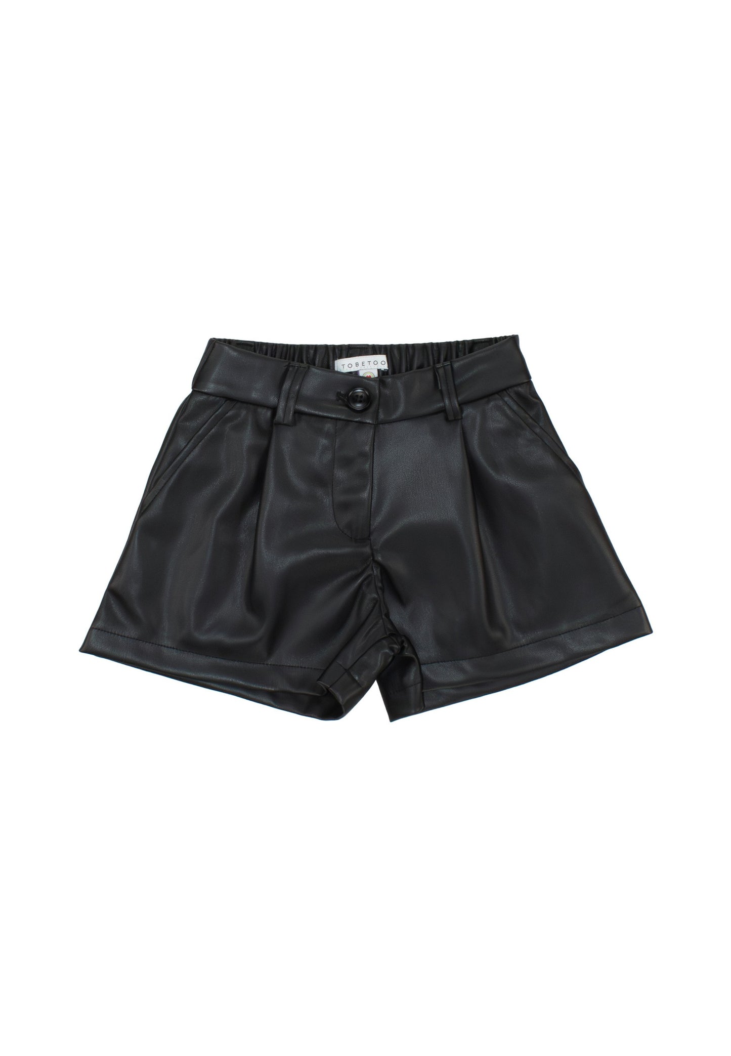 Shorts bambina ecopelle nera di Tobetoo con taglio elegante e vita alta