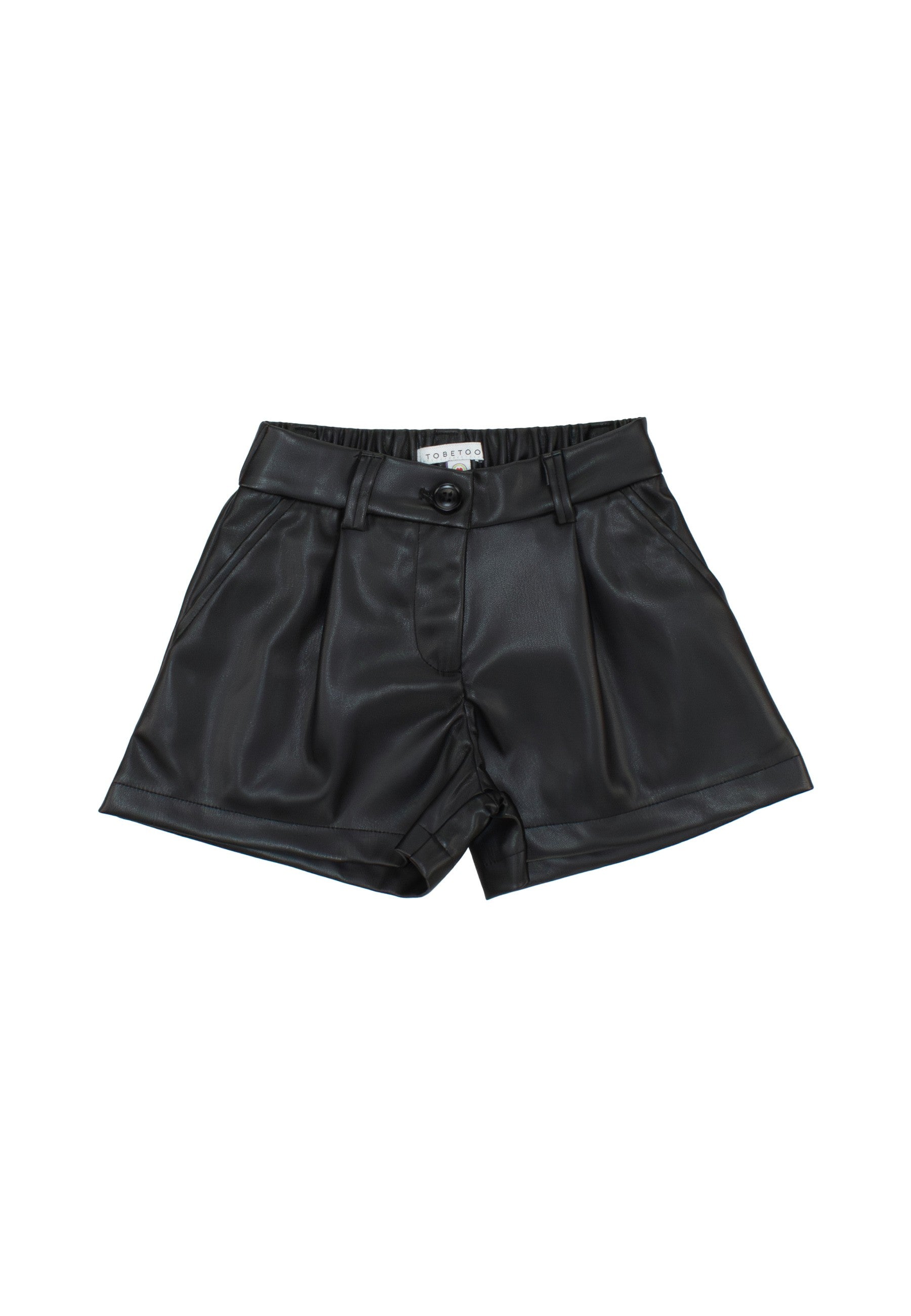 Shorts bambina ecopelle nera di Tobetoo con taglio elegante e vita alta