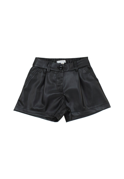 Shorts bambina ecopelle nera di Tobetoo con taglio elegante e vita alta