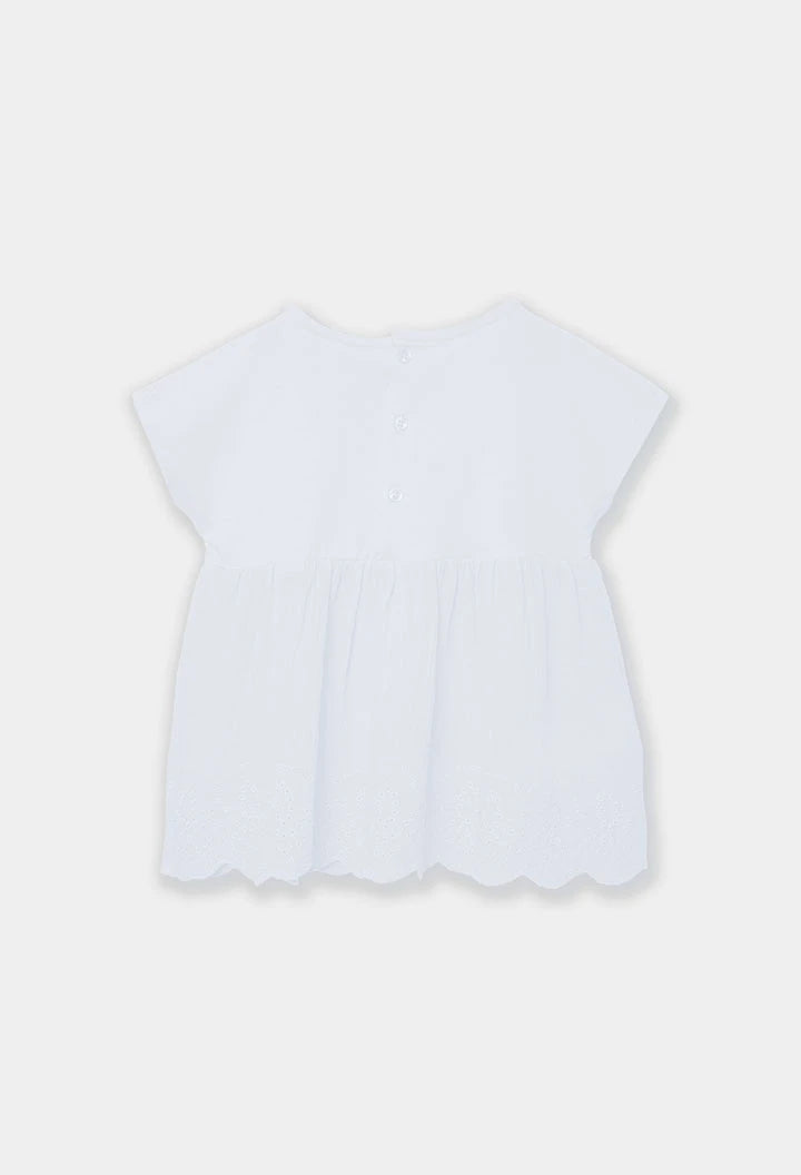 T-shirt bambina in cotone bianco - BOBOLI - OOPS by BabyBimbo 0-16
