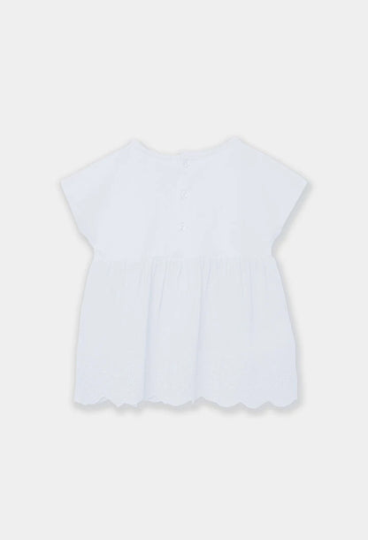 T-shirt bambina in cotone bianco - BOBOLI - OOPS by BabyBimbo 0-16