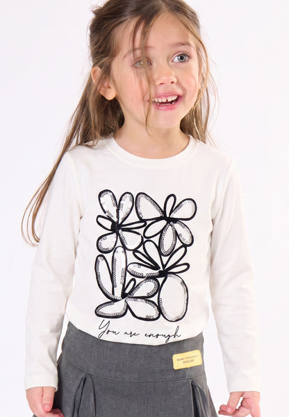 T-Shirt Bambina TOBETOO a Maniche Lunghe con Stampa Grafica Frontale