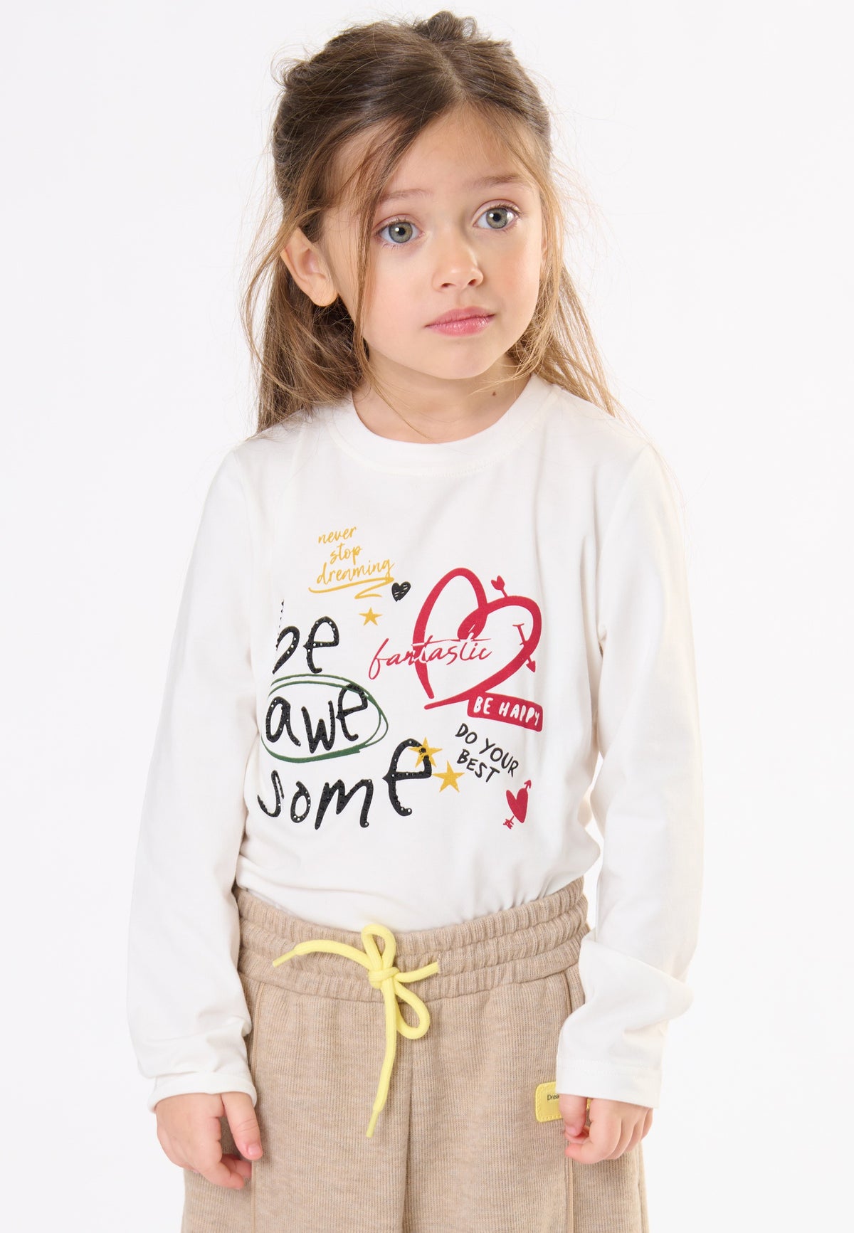 T-Shirt Bambina TOBETOO a Maniche Lunghe con Stampa Frontale