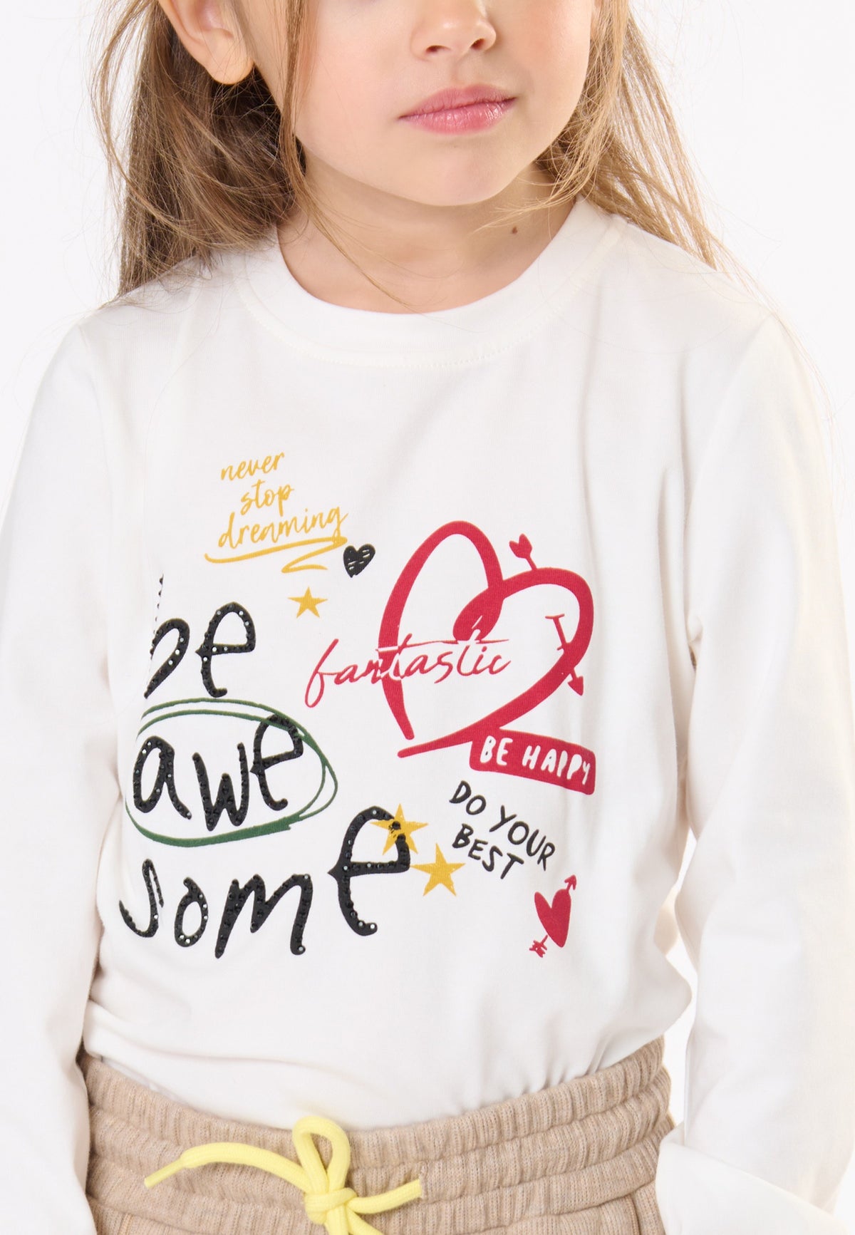 T-Shirt Bambina TOBETOO a Maniche Lunghe con Stampa Frontale