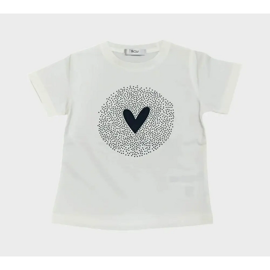 T-SHIRT BIANCO/NERO CUORE Y-CLU 358TYFBS25 - OOPS by BabyBimbo 0-16