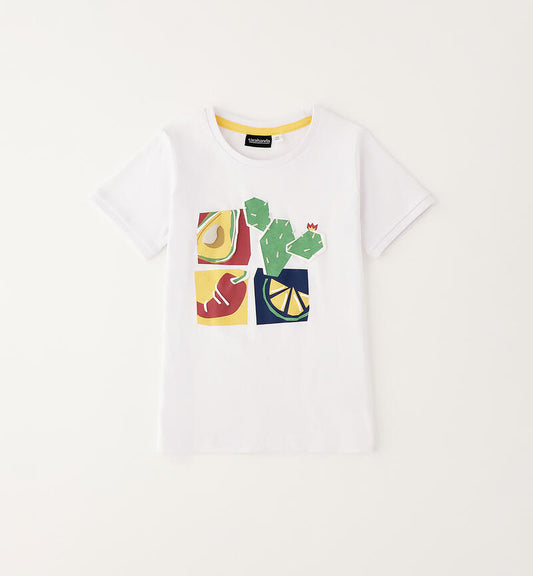 T-shirt Bambino Sarabanda in Cotone con Stampa e Dettagli a Rilievo - OOPS by BabyBimbo 0-16