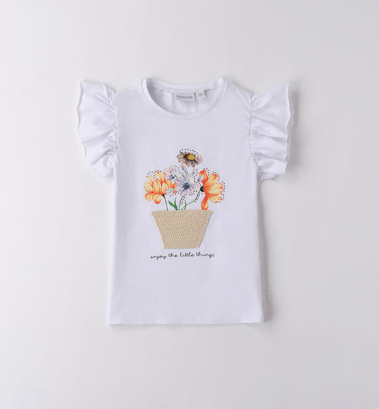 T-SHIRT BIANCA SIMPATICA CON FIORI