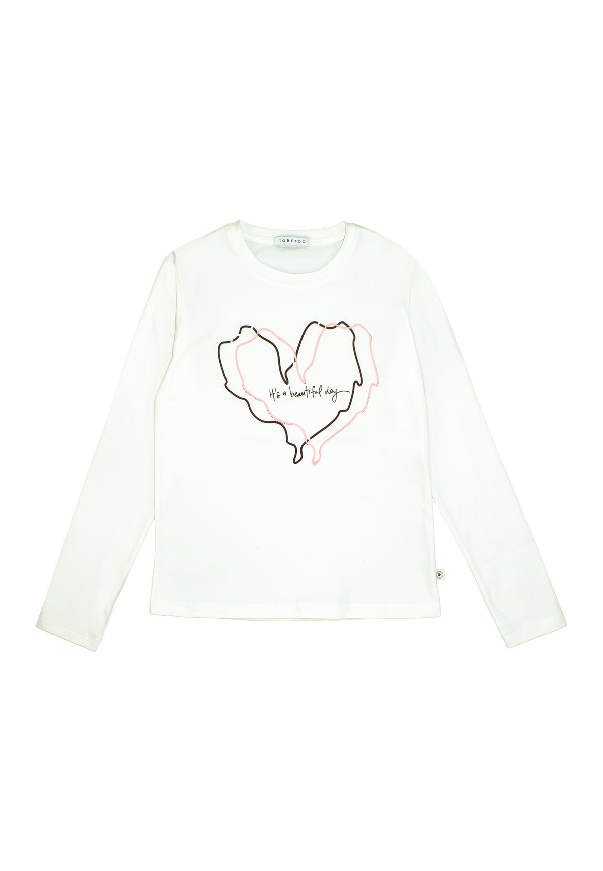 T-Shirt Ragazza TOBETOO Bianca a Maniche Lunghe
