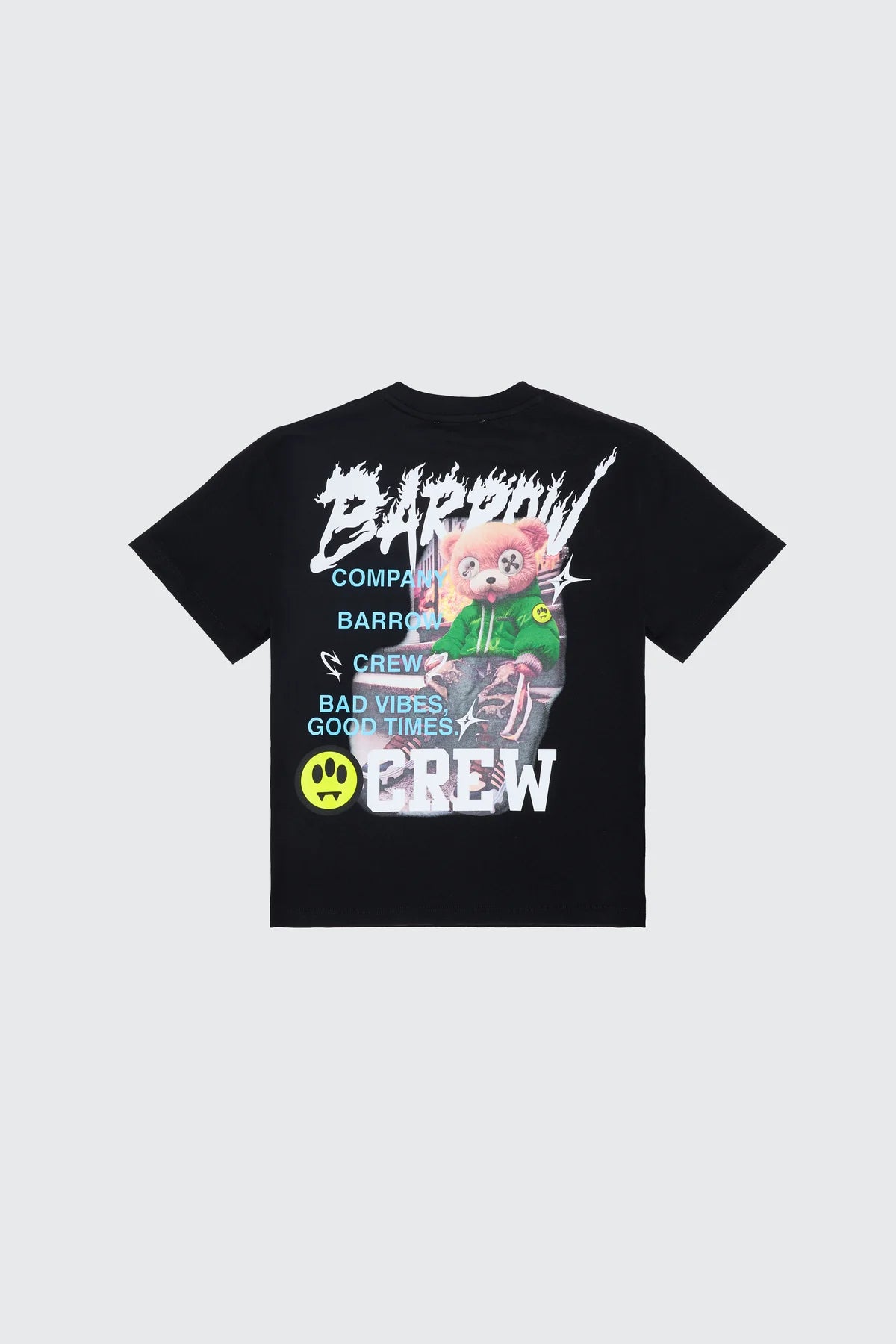T-Shirt Ragazzo Barrow bambino nera con stampa colorata e grafica vivace sul retro