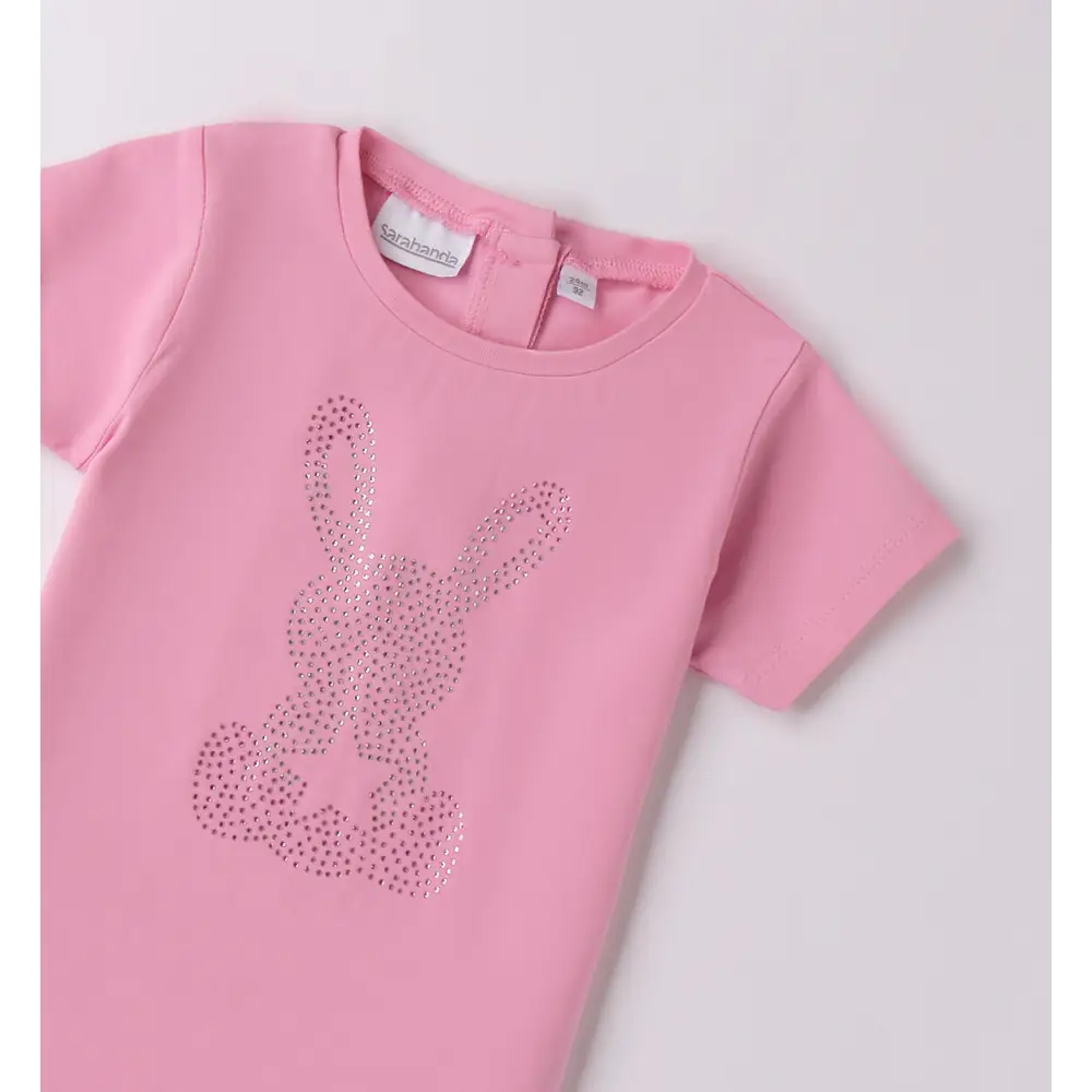 T-SHIRT ROSA CON BRILLANTINI - Maglietta