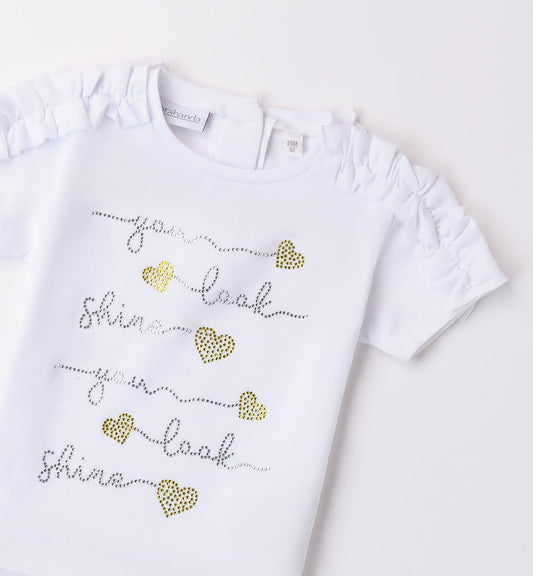 T-SHIRT BIANCA CON BRILLANTINI