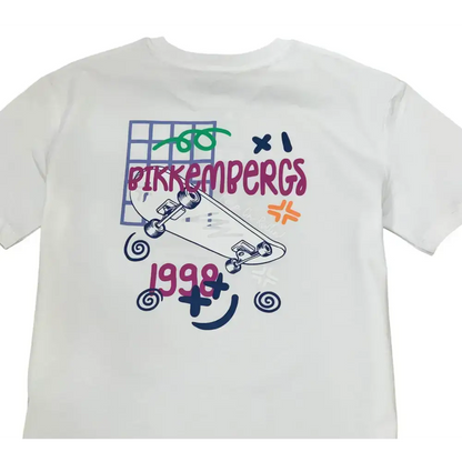 Maglietta Bikkembergs bianca con stampa grafica colorata e design skate T-SHIRT STREET ART LIMITED EDITION