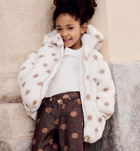 Piumino Reversibile Bambina Sarabanda Panna e Maculato – 2 in 1 con Cappuccio - OOPS by BabyBimbo 0-16