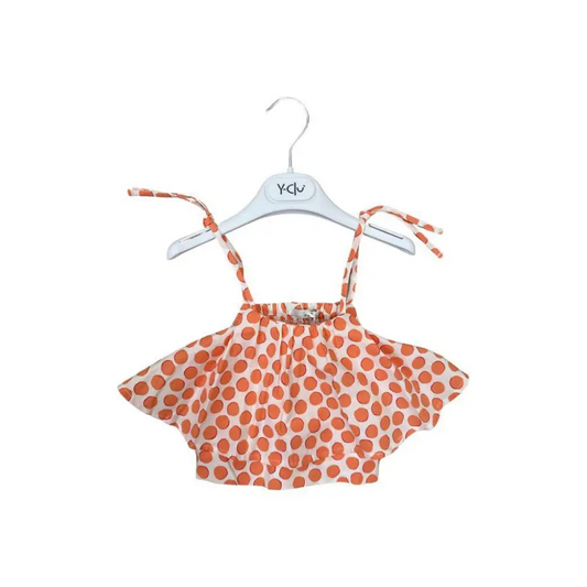 Top Pois orange/bianco per bambina da 3anni a 7anni Y-Clu YB19530 - OOPS by BabyBimbo 0-16