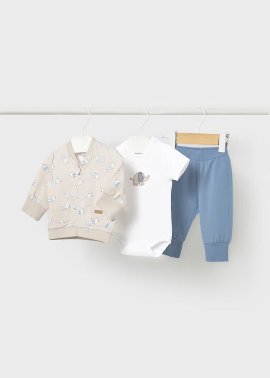 Tuta Neonato 3 Pezzi in Cotone Felpa Body e Pantalone - Mayoral