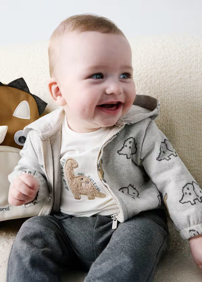 Completo Neonato 3 Pezzi Grigio con Felpa, Maglietta e Pantaloni