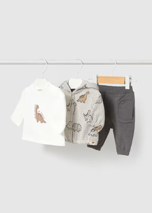 Completo Neonato 3 Pezzi Grigio con Felpa, Maglietta e Pantaloni