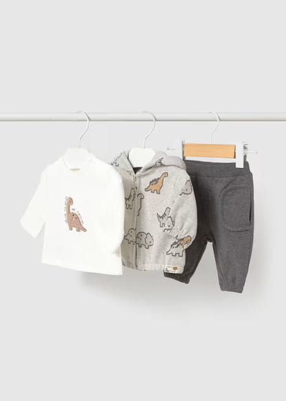 Completo Neonato 3 Pezzi Grigio con Felpa, Maglietta e Pantaloni