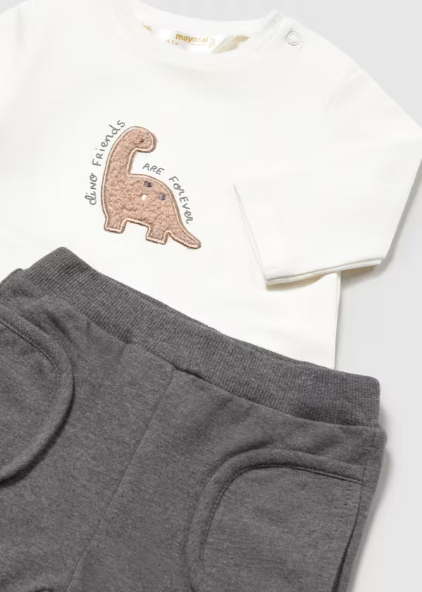 Completo Neonato 3 Pezzi Grigio con Felpa, Maglietta e Pantaloni