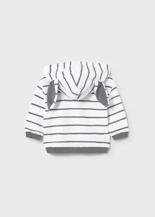 Tuta Neonato 3 Pezzi Felpa con Cappuccio Orecchie Bianco Grigio - Mayoral