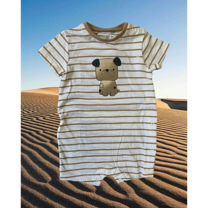 Tutina corta Rigata Bianca/beige per neonati 6-9mesi Mayoral - OOPS by BabyBimbo 0-16