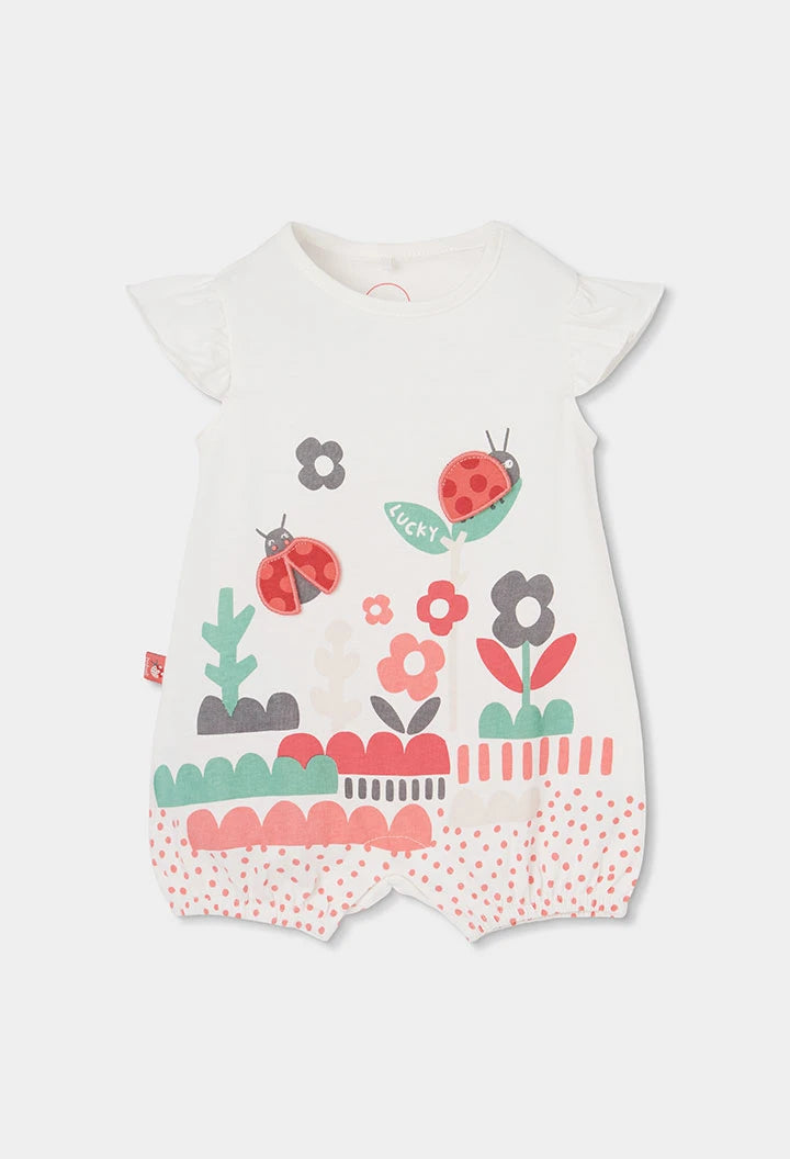 Pagliaccetto Neonata in Cotone Bianco con Coccinelle e Fiori - BOBOLI - OOPS by BabyBimbo 0-16
