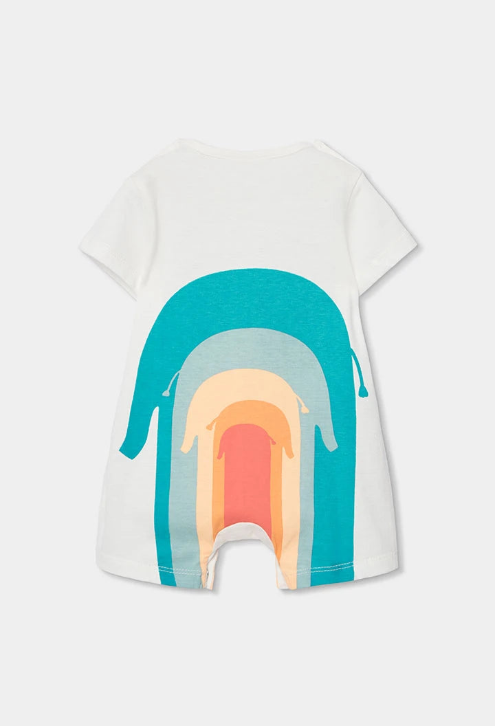 Tutina Neonato in Cotone Bianco con Elefantini – Maniche Corte– BOBOLI - OOPS by BabyBimbo 0-16