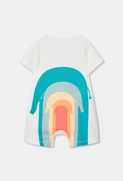 Tutina Neonato in Cotone Bianco con Elefantini – Maniche Corte– BOBOLI - OOPS by BabyBimbo 0-16