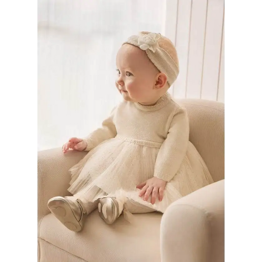 Vestito combined tricot e tulle neonata 0-18mesi Mayoral 0258-47 - OOPS by BabyBimbo 0-16