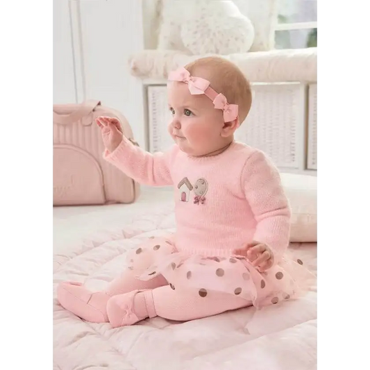 Vestito combined tricot e tulle pois neonata 0-18mesi Mayoral 02865-39 - OOPS by BabyBimbo 0-16