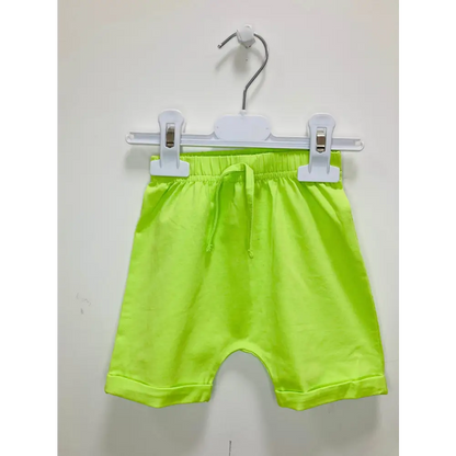 YClu completo corto pirata bambino in cotone verde fluo con vita elasticizzata e coulisse