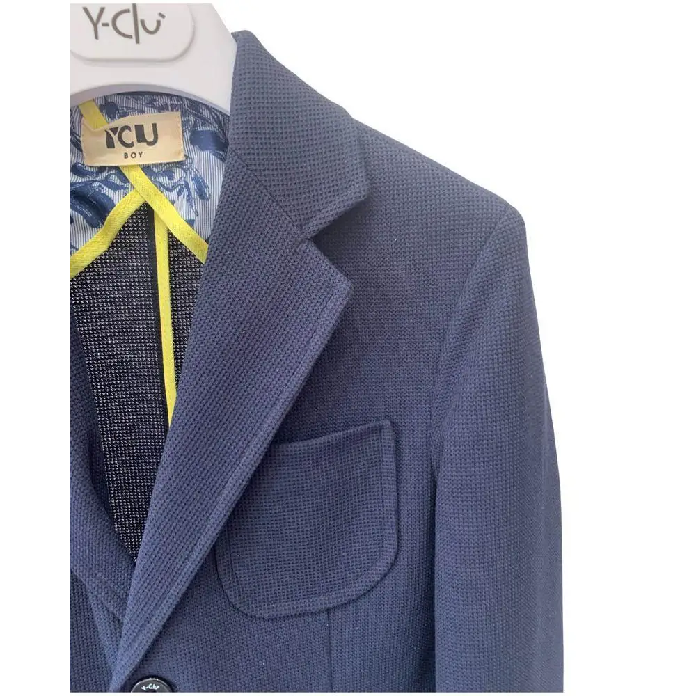 giacca elegante ragazzo 8-16 anni blu navy con trama a maglia taschino e revers classico