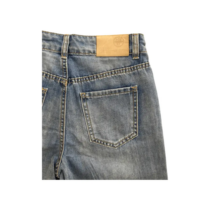 Pantalone denim Y Clu vista retro con tasche posteriori e cintura con passanti jeans corti ragazzo regolabili