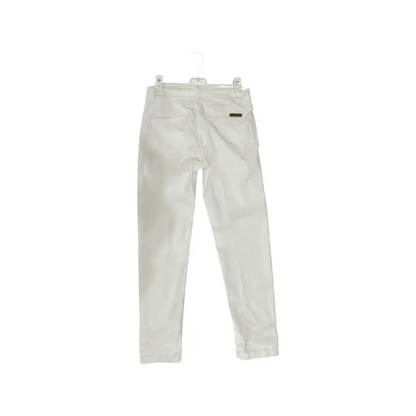 YClu pantaloni bianchi stretch ragazzo slim fit con tasche posteriori e vita elasticizzata