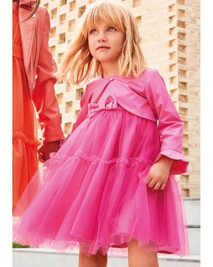 Abito cerimonia Fuxia con coprispalle bambina da 9 mesi a 8anni Sarabanda 06241 2426 - OOPS by BabyBimbo 0-16