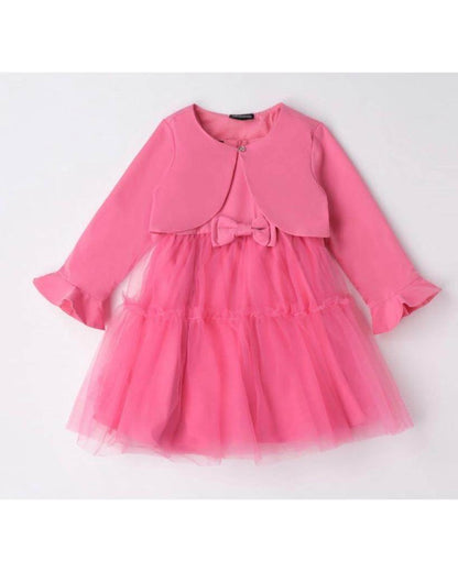 Abito cerimonia Fuxia con coprispalle bambina da 9 mesi a 8anni Sarabanda 06241 2426 - OOPS by BabyBimbo 0-16