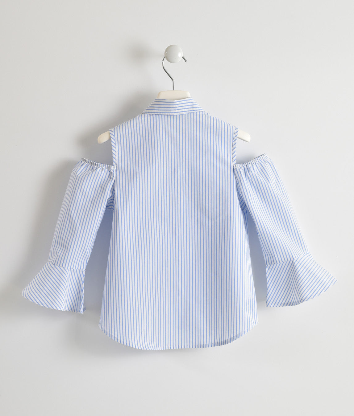 camicia , Camicia bimba in misto cotone stretch con spalla scoperta per Bimba Sarabanda 0W431 - BabyBimbo 0-16, abbigliamento bambini