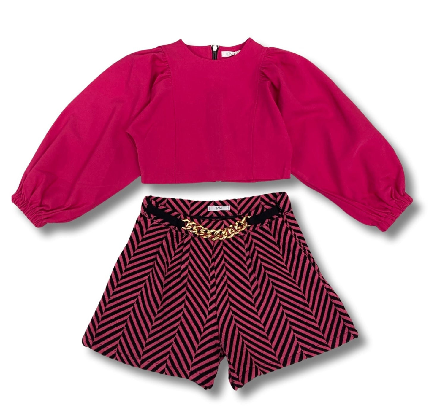 Abbigliamento per bambini , Camicia fuxia corta con ceniera per Ragazza da 8anni a 16anni Y-CLU Y18099 - BabyBimbo 0-16, abbigliamento bambini